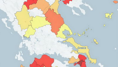 Η κατανομή των κρουσμάτων κορωνοϊού στην Ελλάδα