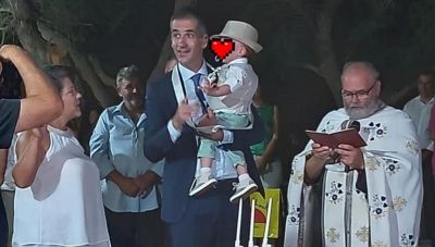 Ο Κώστας Μπακογιάννης έγινε νονός σε βάφτιση στα Χανιά