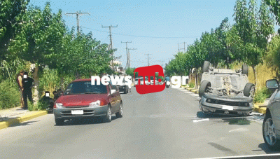 Hράκλειο: Το αυτοκίνητο πήρε... τούμπα σε κεντρικό δρομο της πόλης! (φωτογραφίες)