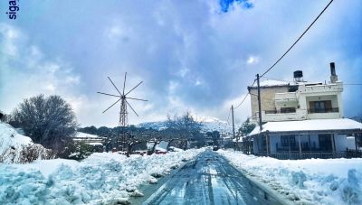 Iσχυρές βροχοπτώσεις και χιόνια σήμερα στην Κρήτη - Λευκό τοπίο στα ορεινά! (φωτο + βίντεο)