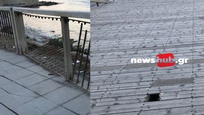 Παραλιακό μέτωπο Ηρακλείου: τρύπιες σανίδες, σάπια κάγκελα, φώτα που δεν ανάβουν (ΦΩΤΟ)