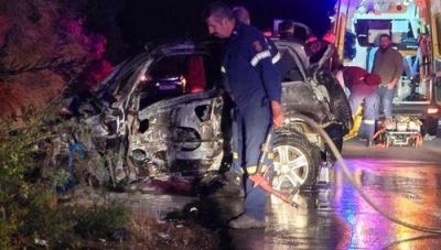 Χανιά: Σοβαρό τροχαίο στην ΕΟ-Τραυματίστηκε ο οδηγός, κάηκε ολοσχερώς το όχημα