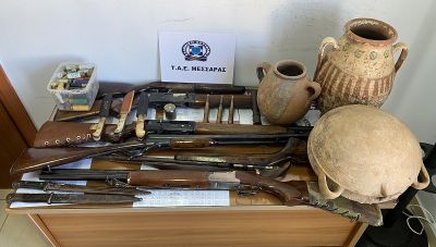 Ηράκλειο: Η έρευνα αποκάλυψε πλούσια ευρήματα: Συνελήφθη με αρχαία, όπλα και φυσίγγια