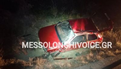 Τραγωδία στο Μεσολόγγι: ΙΧ εξετράπη της πορείας του και ανετράπη – Νεκρός ο 27χρονος οδηγός