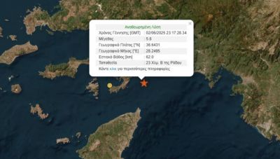 Ο σεισμός των 5,8 Ρίχτερ στη Ρόδο  έγινε αισθητός στην Κρήτη- Εστάλη προειδοποιητικό μήνυμα  – Τι λέει ο καθηγητής Λέκκας