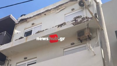 Ηράκλειο: Μετά τον αποκλεισμό του σημείο που έπεσε το μπαλκόνι, προχωρά η αποκατάσταση της ζημιάς