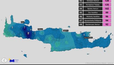 Σημαντικές  βροχές στην Κρήτη το τριήμερο Παρασκευής-Κυριακής