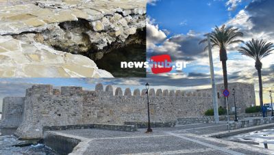 Λαβωμένο από τις κακοκαιρίες το νότιο τμήμα του εμβληματικού Καλέ στην Ιεράπετρα (Φωτο)